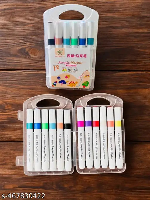 Premium Acrylic Marker Pens â 12 Colors Set | For Drawing, Painting & Craft Work