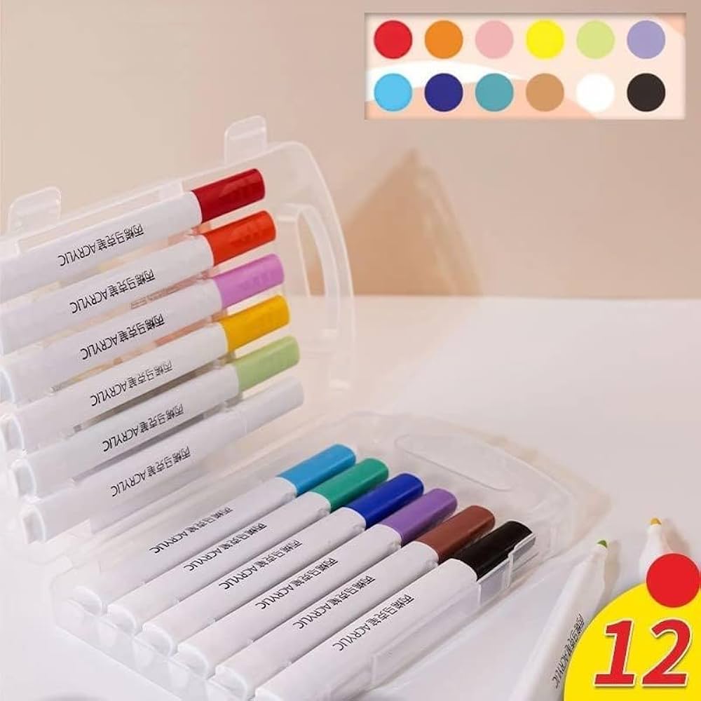 Premium Acrylic Marker Pens â 12 Colors Set | For Drawing, Painting & Craft Work