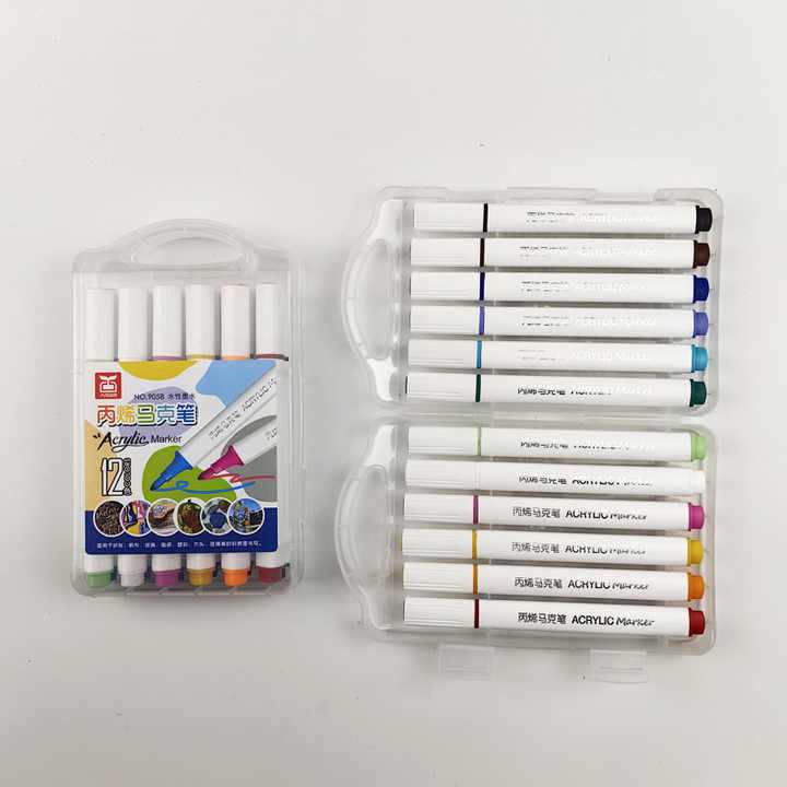 Premium Acrylic Marker Pens – 12 Colors Set | For Drawing, Painting & Craft Work