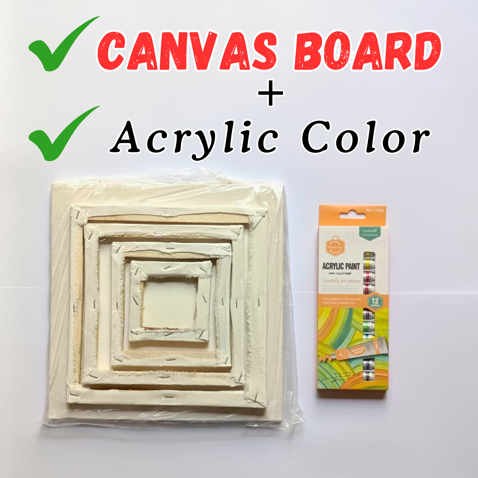 Canvas Set 4x4 Inches  6x6 Inches  8x8 Inches  10x10 Inches  12x12 Inches