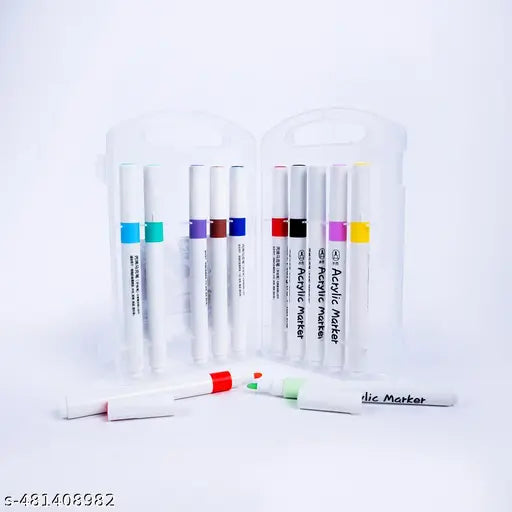 Premium Acrylic Marker Pens – 12 Colors Set | For Drawing, Painting & Craft Work