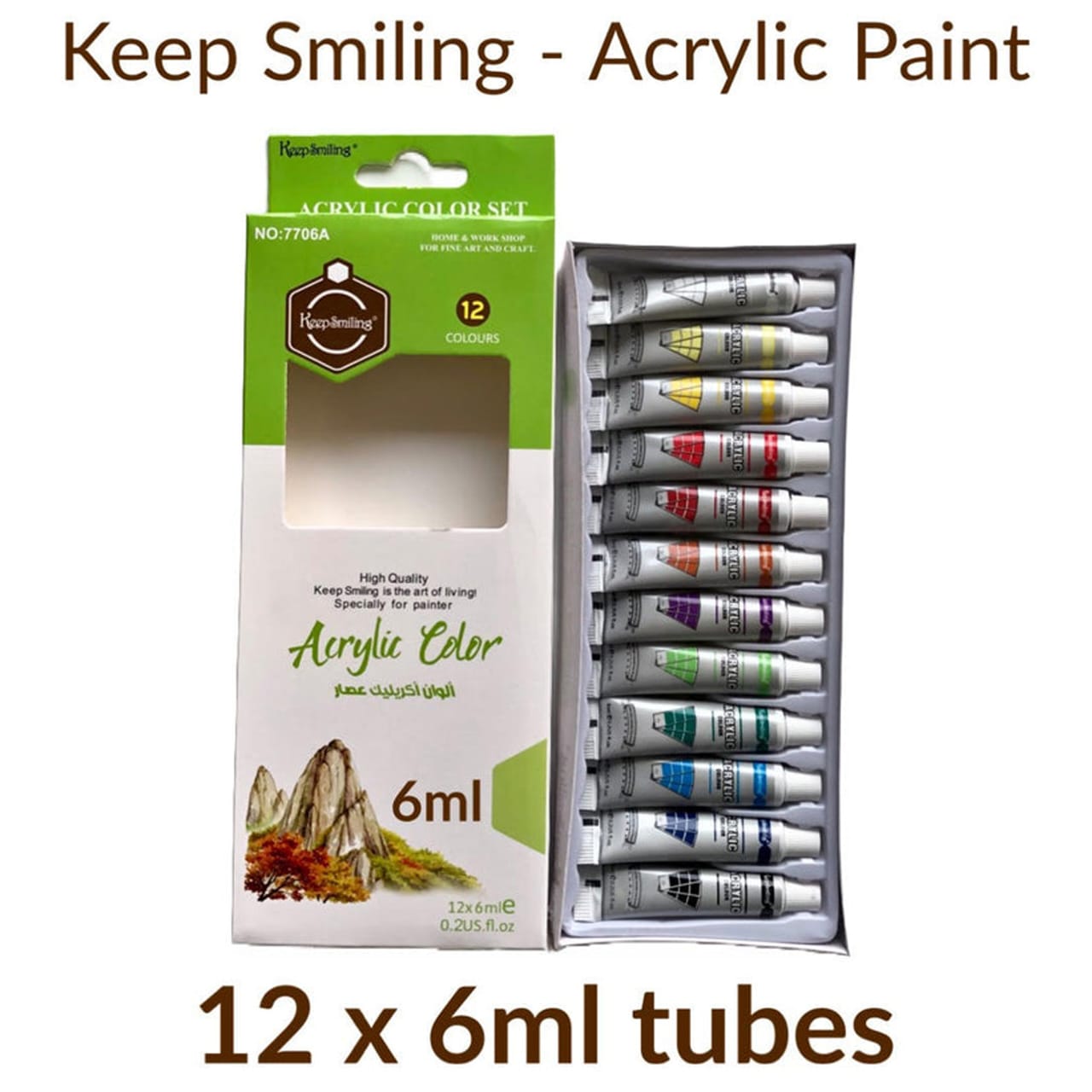 Acrylic Paint Set 12 Colors (12×6ml) | Bright & Bold Colors for DIY Art, Craft & Canvas Painting